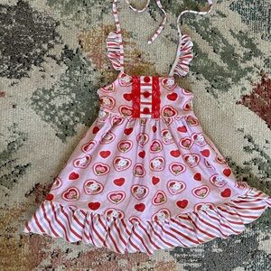 Olive Mae Valentine’s Cat Themed Toddler Girl Dress 4T Made in USA